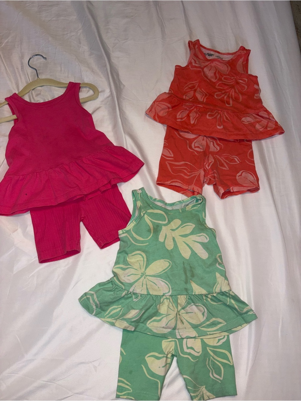 Carter's Toddler 2T Sleeveless Mint Green & Coral Tank Tops